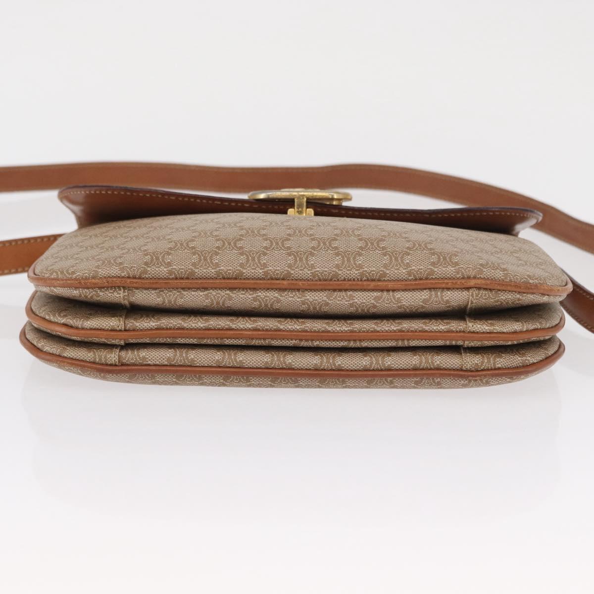 CELINE Macadam Canvas Shoulder Bag PVC Beige Gold Auth 157511
