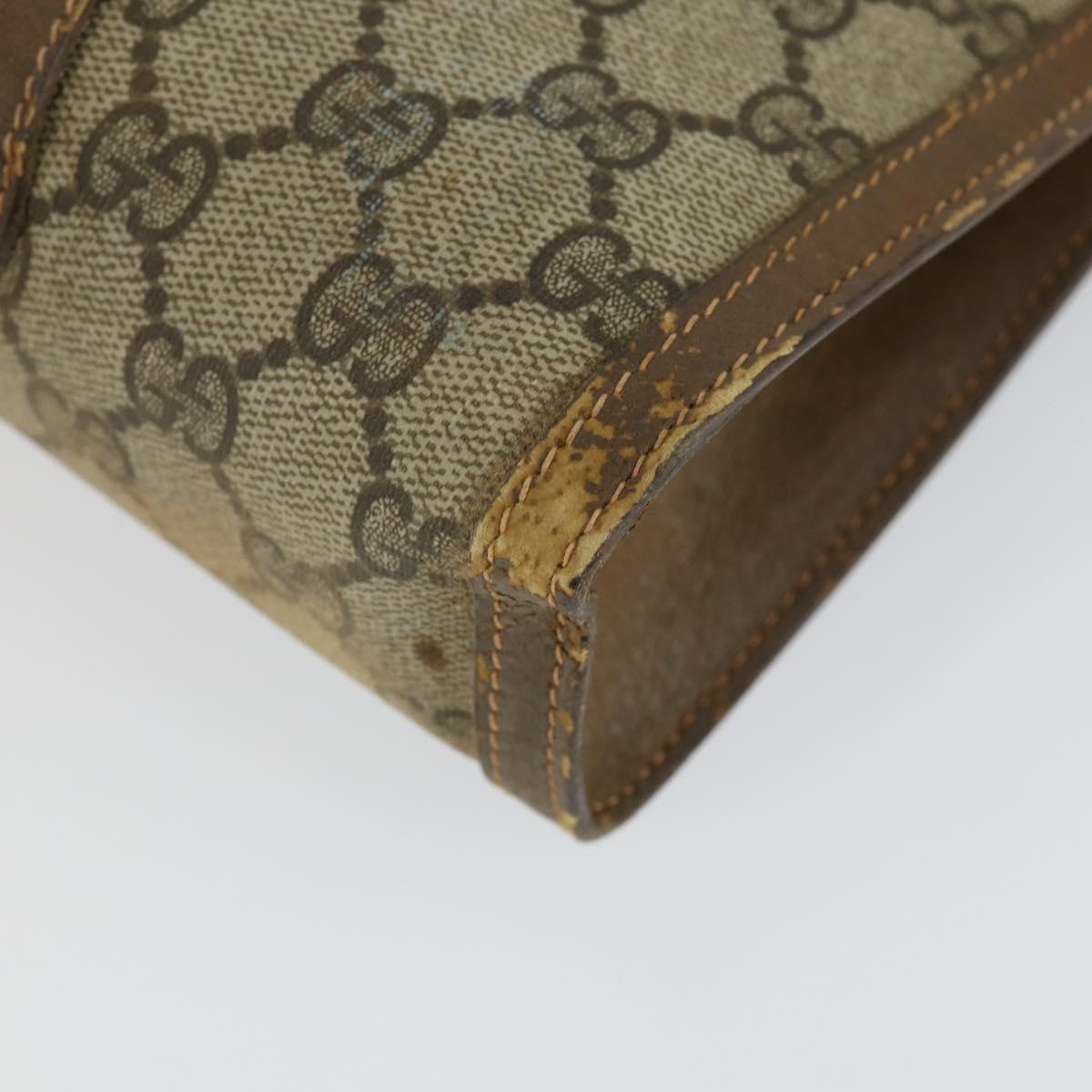 GUCCI GG Supreme Web Sherry Line Clutch Bag PVC Leather 2 Set Beige Auth 157519