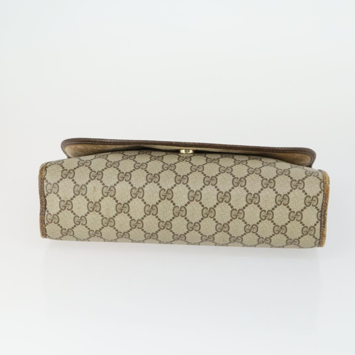 GUCCI GG Supreme Web Sherry Line Clutch Bag PVC Leather 2 Set Beige Auth 157519