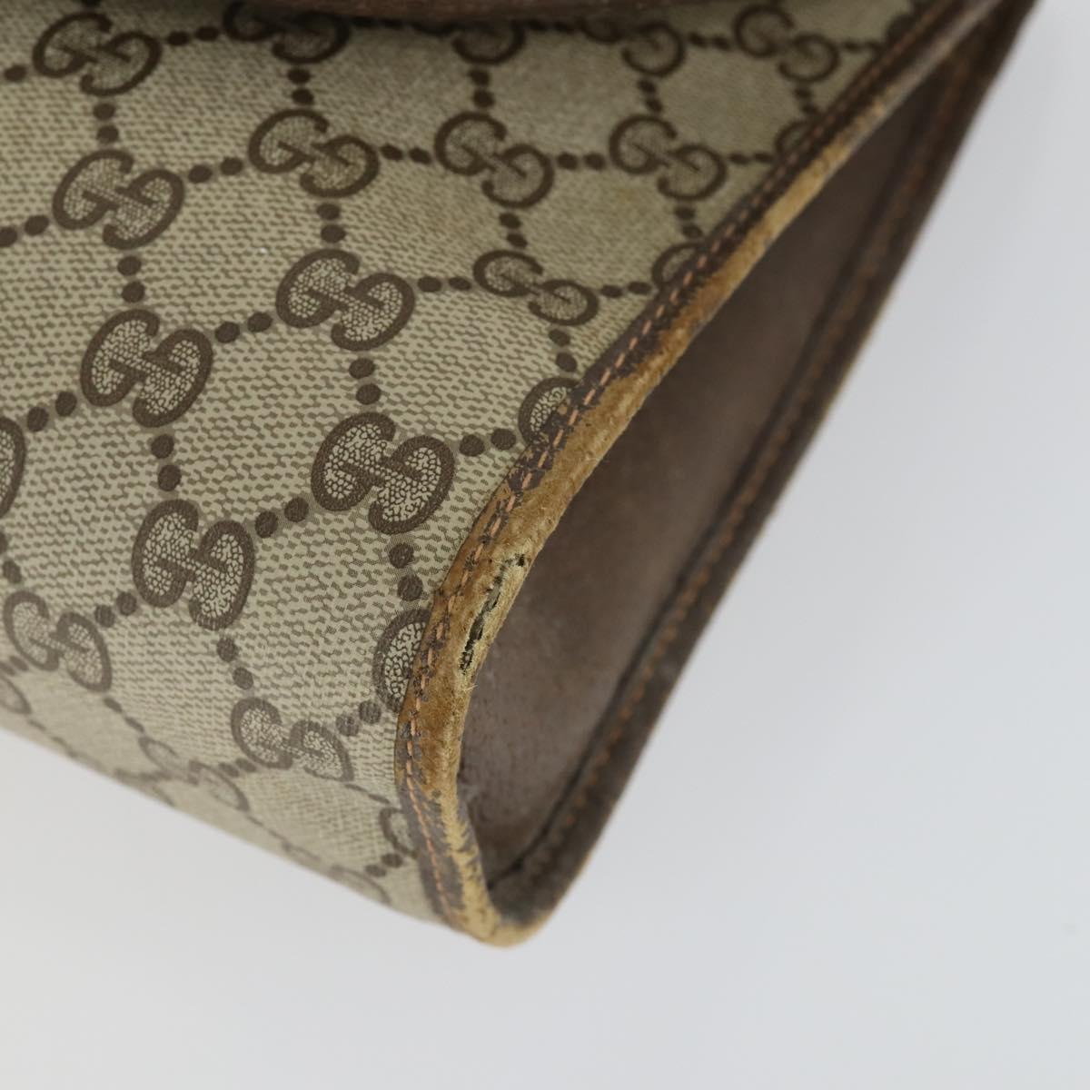 GUCCI GG Supreme Web Sherry Line Clutch Bag PVC Leather 2 Set Beige Auth 157519