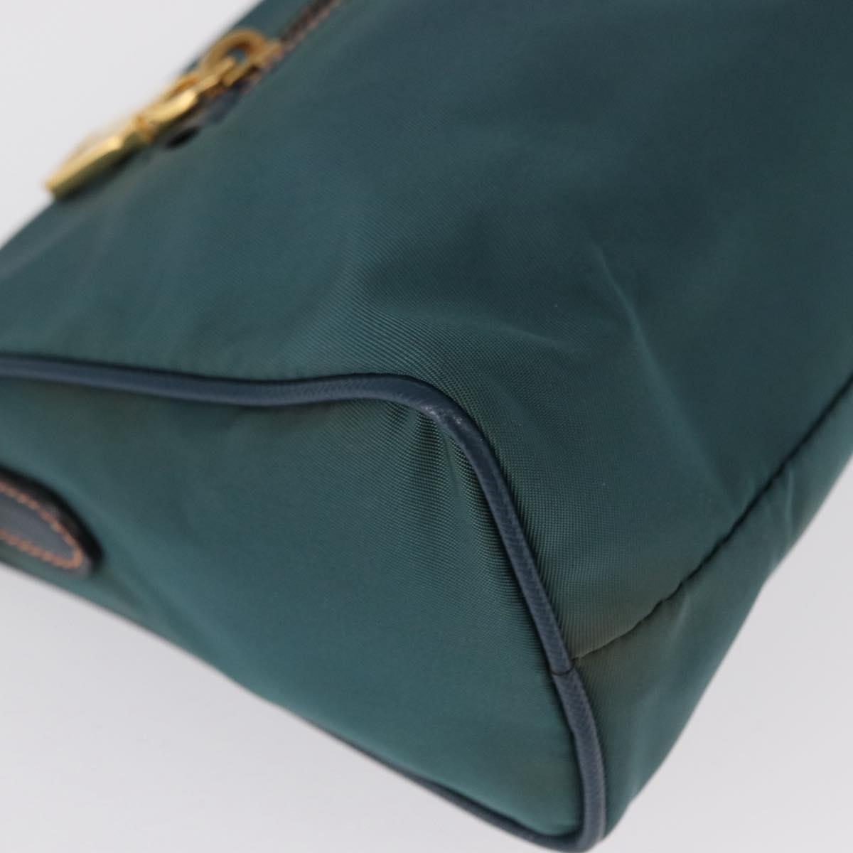 PRADA Accessory Pouch Nylon Green Gold Auth 157520