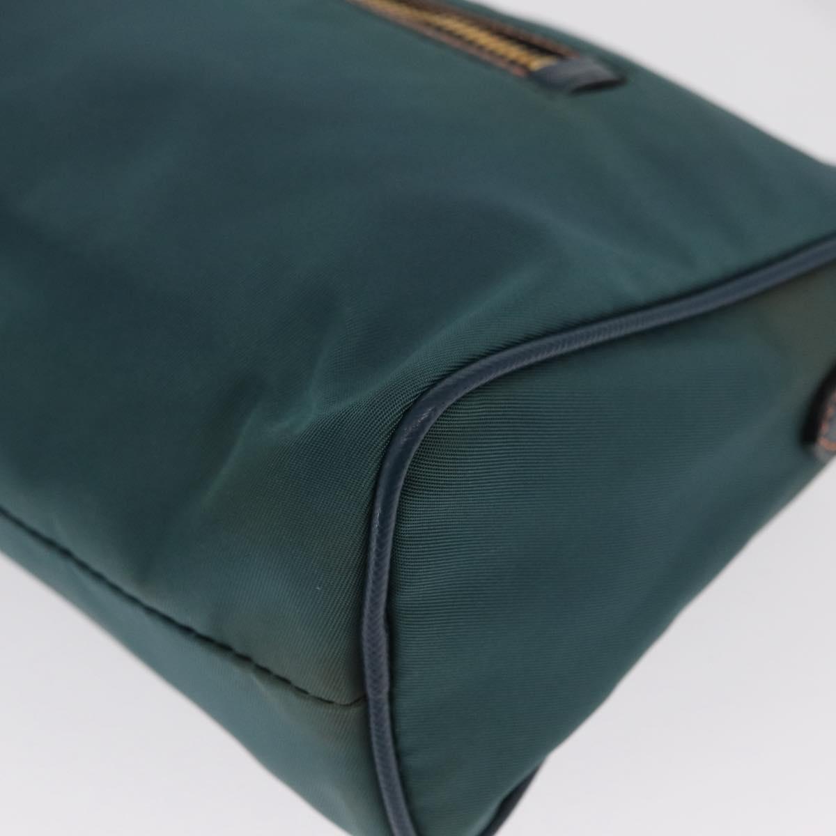 PRADA Accessory Pouch Nylon Green Gold Auth 157520