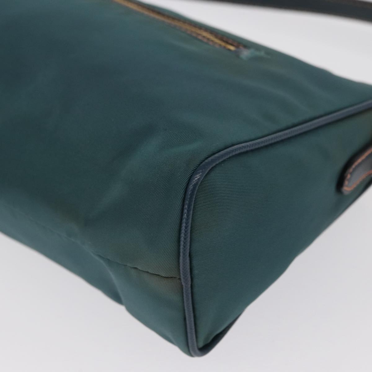PRADA Accessory Pouch Nylon Green Gold Auth 157520