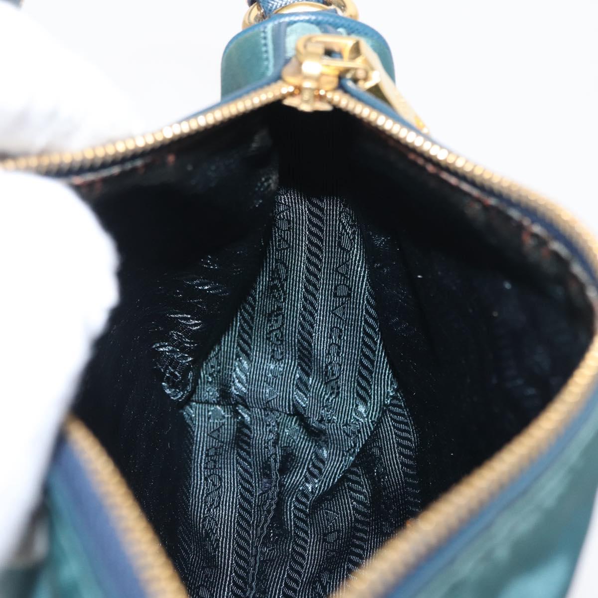 PRADA Accessory Pouch Nylon Green Gold Auth 157520