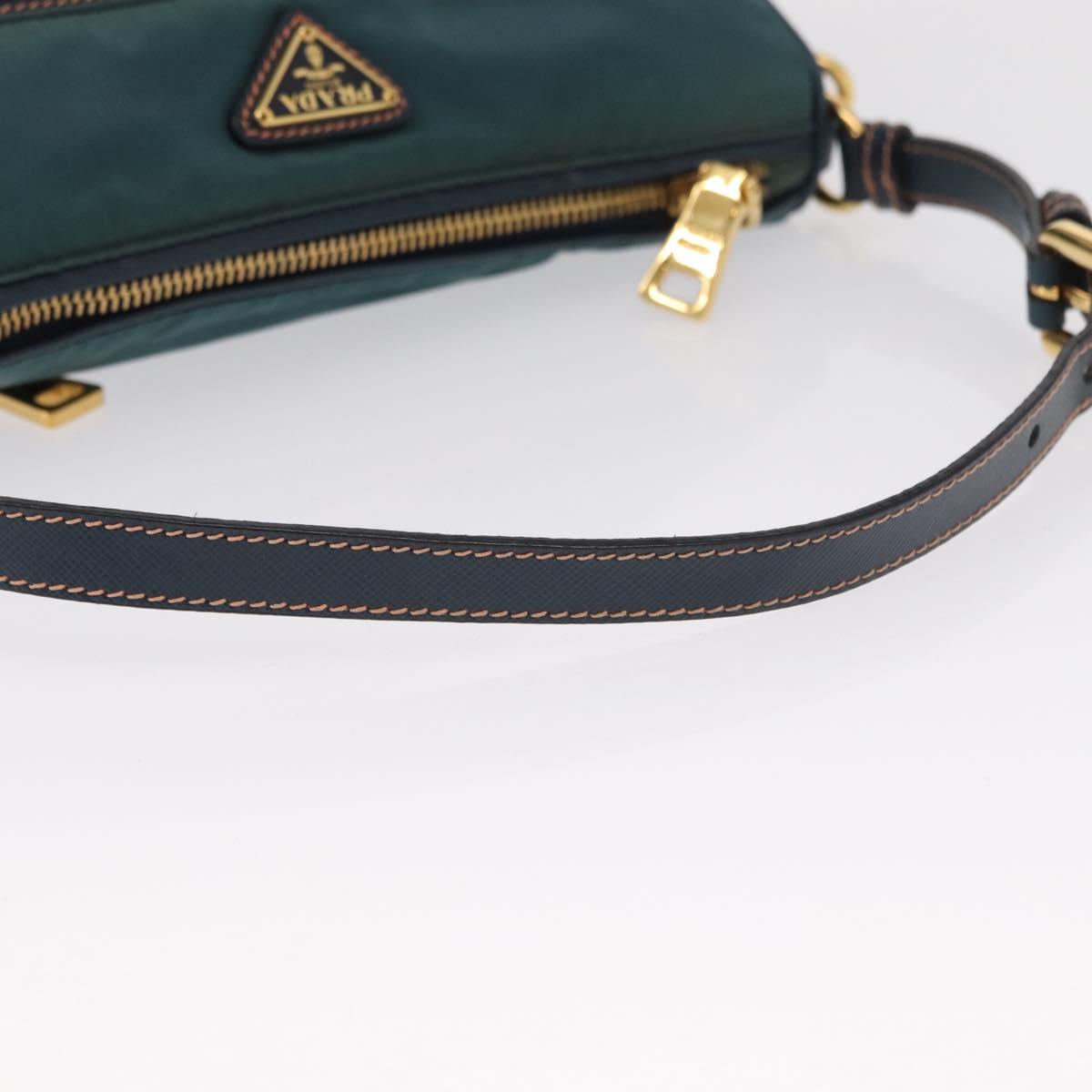 PRADA Accessory Pouch Nylon Green Gold Auth 157520