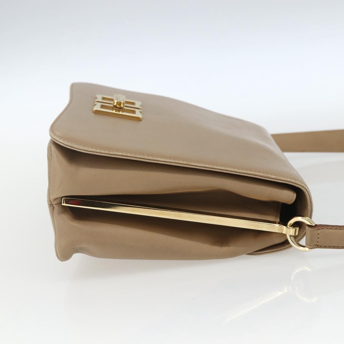 Salvatore Ferragamo Shoulder Bag Leather Beige Gold Auth 157525V