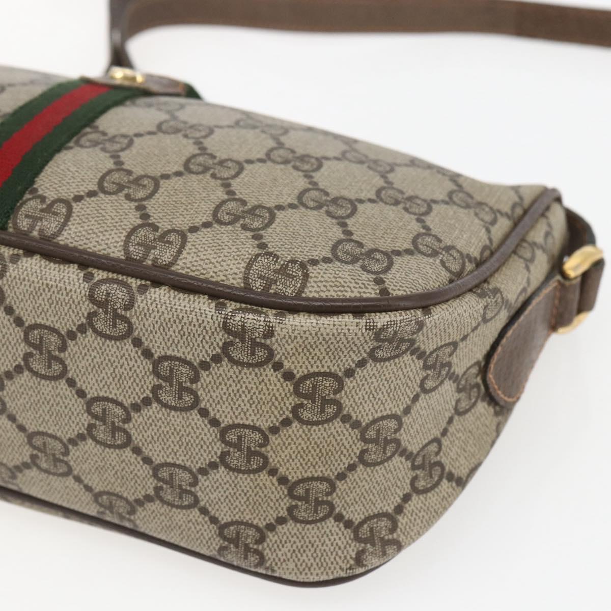 GUCCI GG Supreme Web Sherry Line Bag PVC Beige Gold 89 02 054 Auth 157528