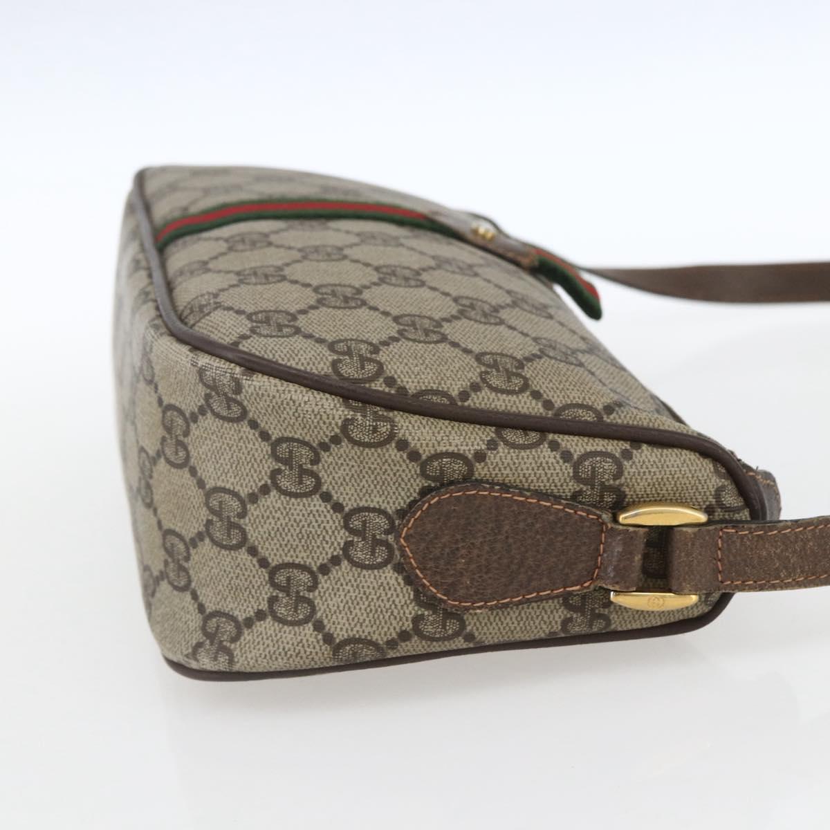 GUCCI GG Supreme Web Sherry Line Bag PVC Beige Gold 89 02 054 Auth 157528