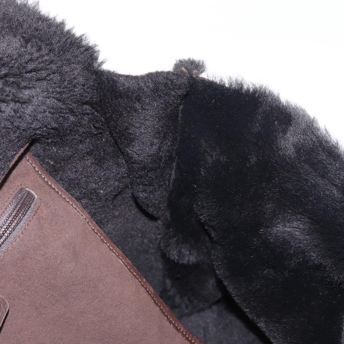 Salvatore Ferragamo Gancini Hand Bag Suede Brown Gold Auth 157530