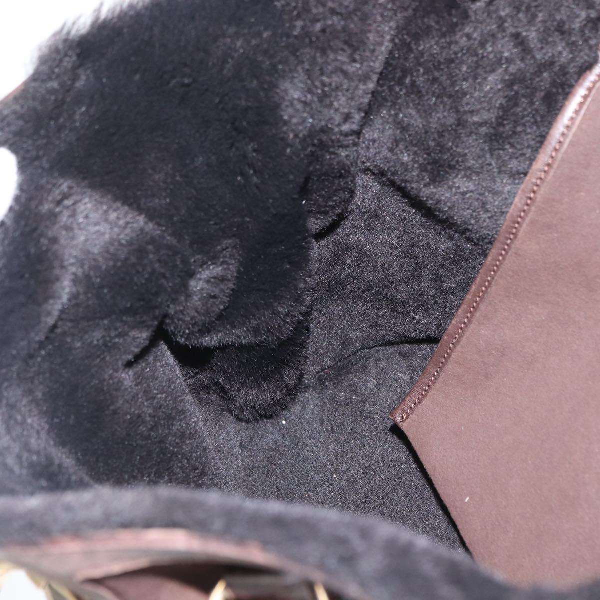 Salvatore Ferragamo Gancini Hand Bag Suede Brown Gold Auth 157530