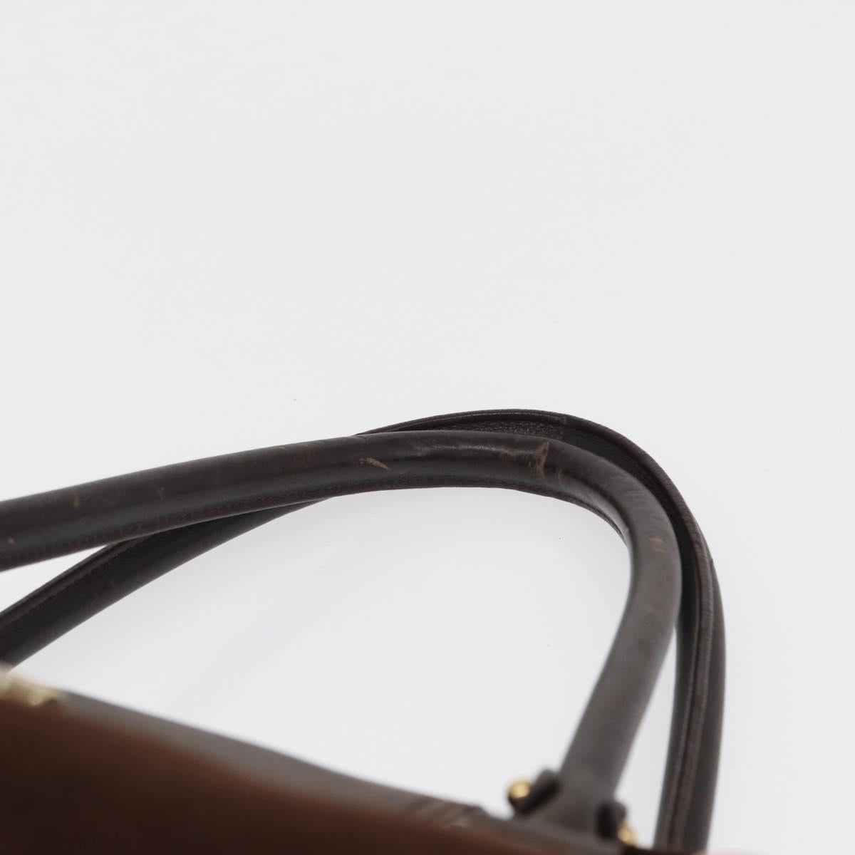 Salvatore Ferragamo Gancini Hand Bag Suede Brown Gold Auth 157530