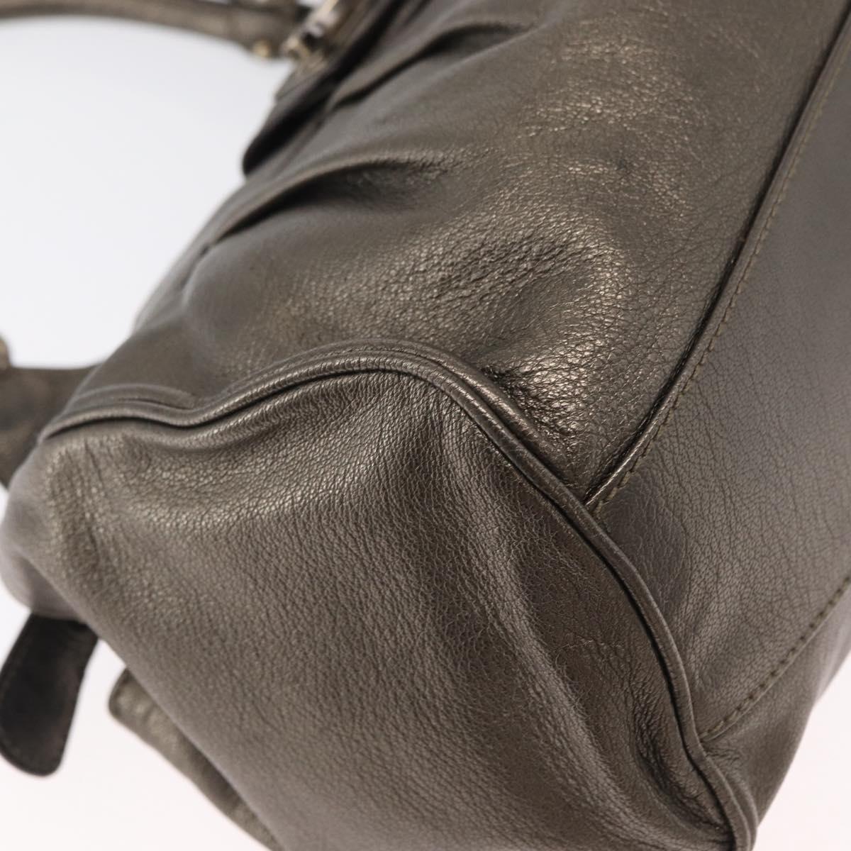 Salvatore Ferragamo Gancini Hand Bag Leather Gold Auth 157533