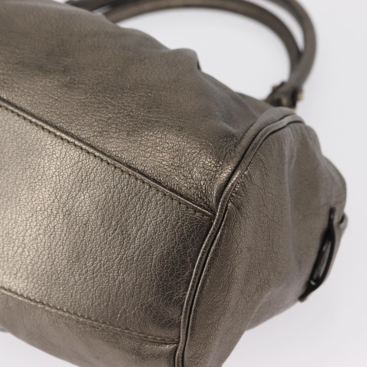 Salvatore Ferragamo Gancini Hand Bag Leather Gold Auth 157533