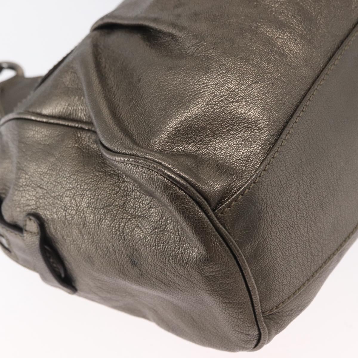 Salvatore Ferragamo Gancini Hand Bag Leather Gold Auth 157533