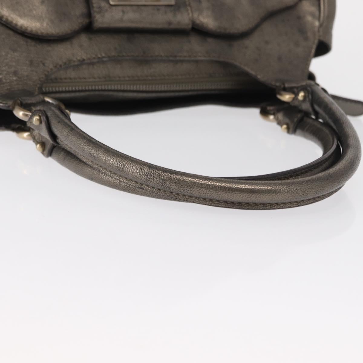 Salvatore Ferragamo Gancini Hand Bag Leather Gold Auth 157533