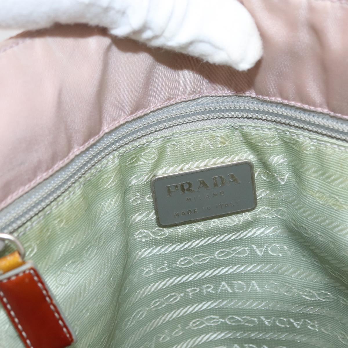 PRADA Tote Bag Nylon Pink Silver Auth 157534