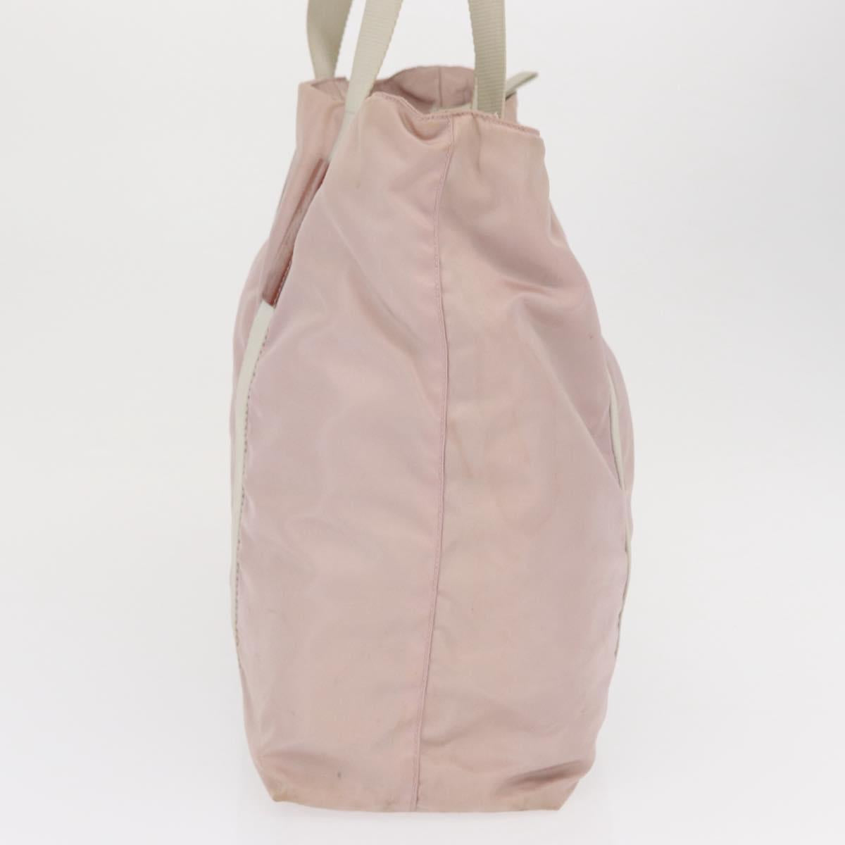 PRADA Tote Bag Nylon Pink Silver Auth 157534