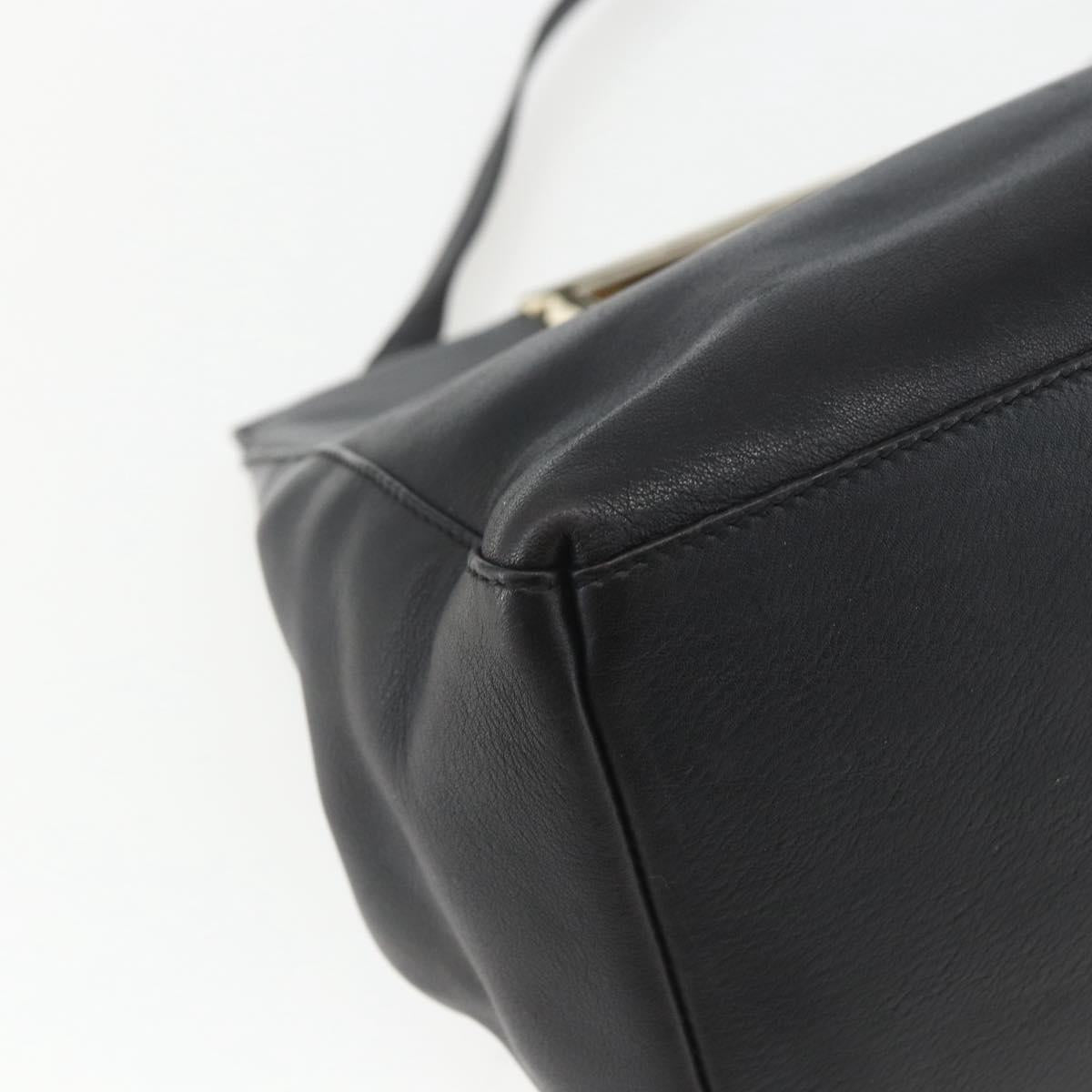Salvatore Ferragamo Hand Bag Leather 2way Black Gold Auth 157535V
