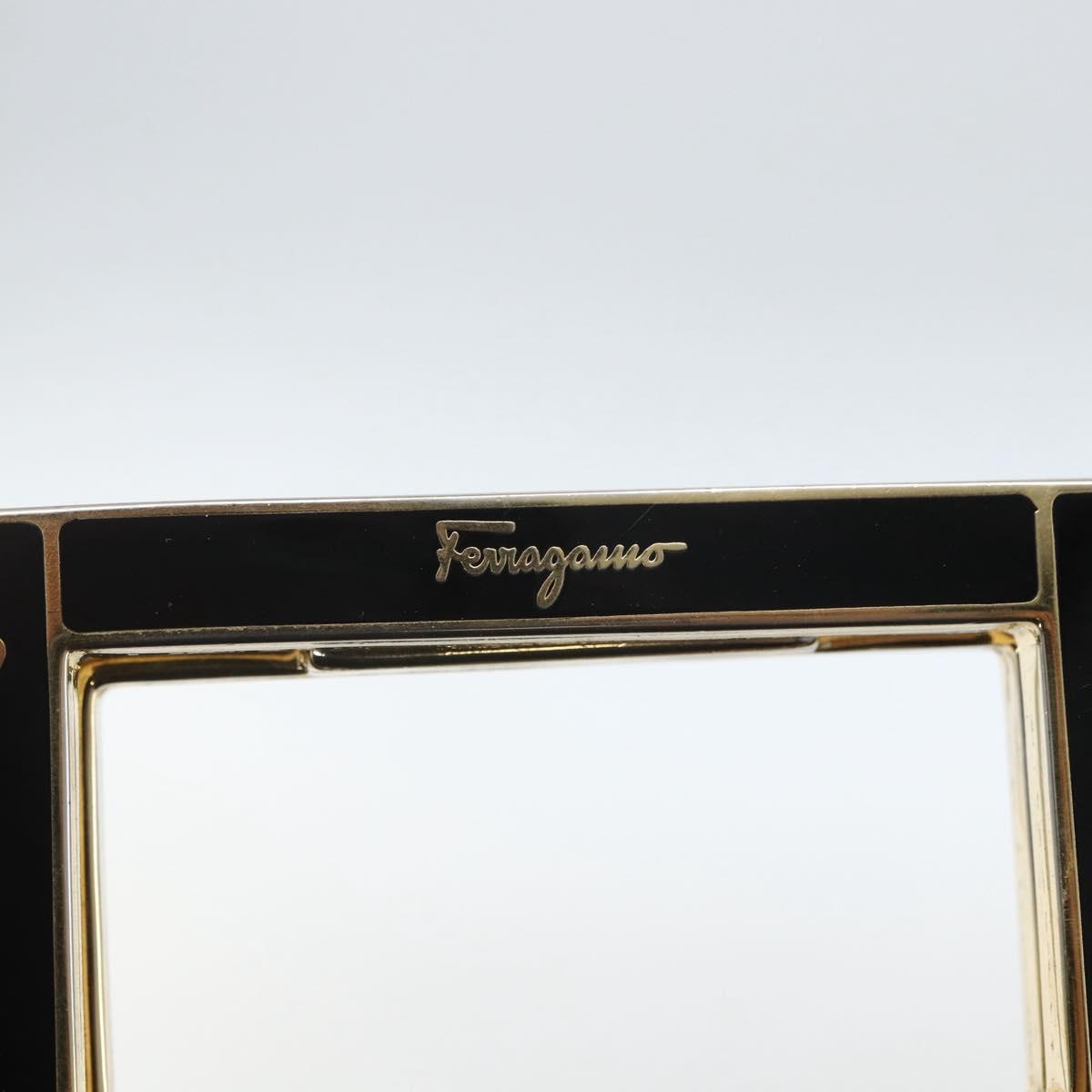 Salvatore Ferragamo Hand Bag Leather 2way Black Gold Auth 157535V