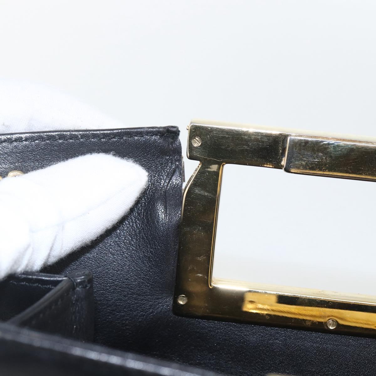 Salvatore Ferragamo Hand Bag Leather 2way Black Gold Auth 157535V