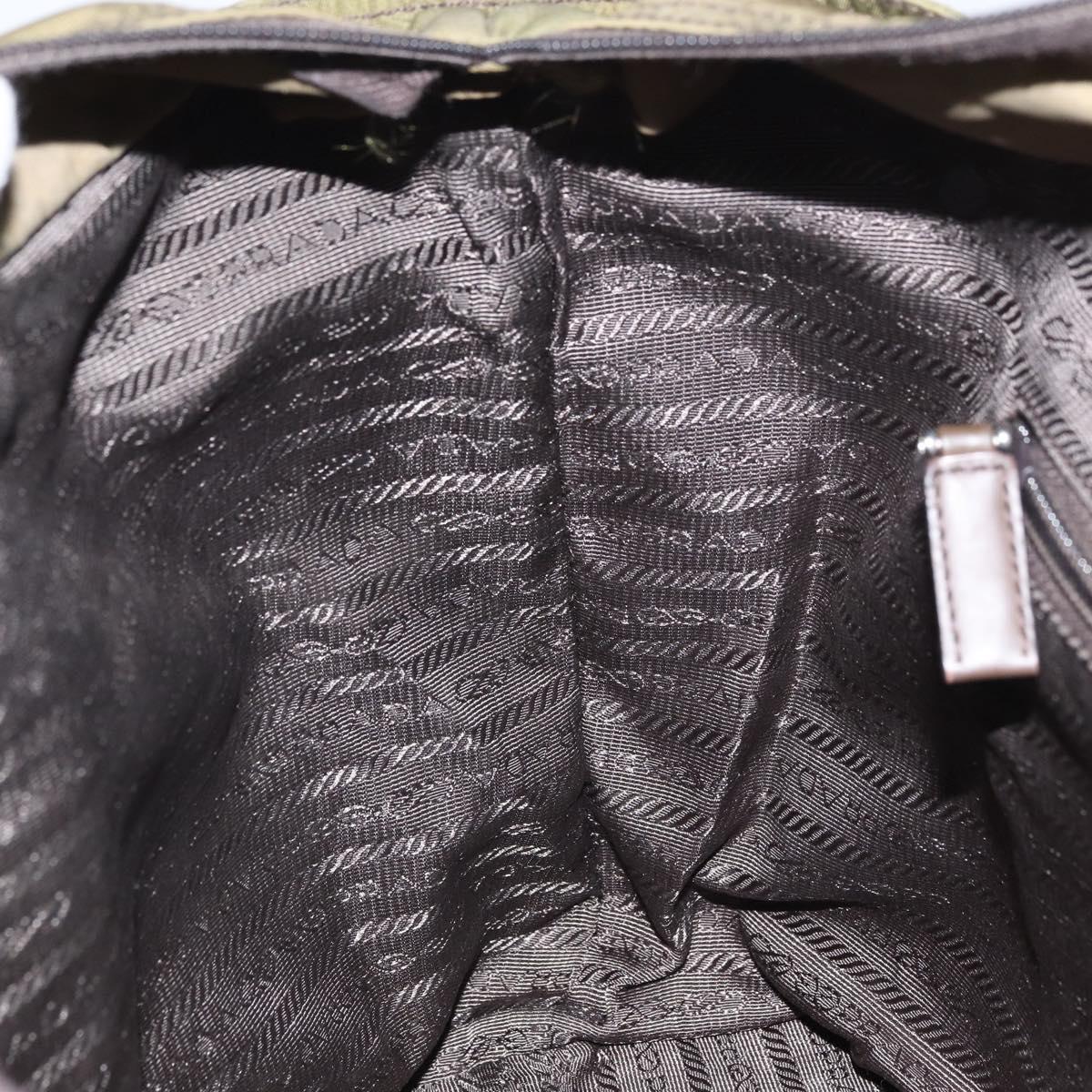 PRADA Tote Bag Nylon Green Silver Auth 157537