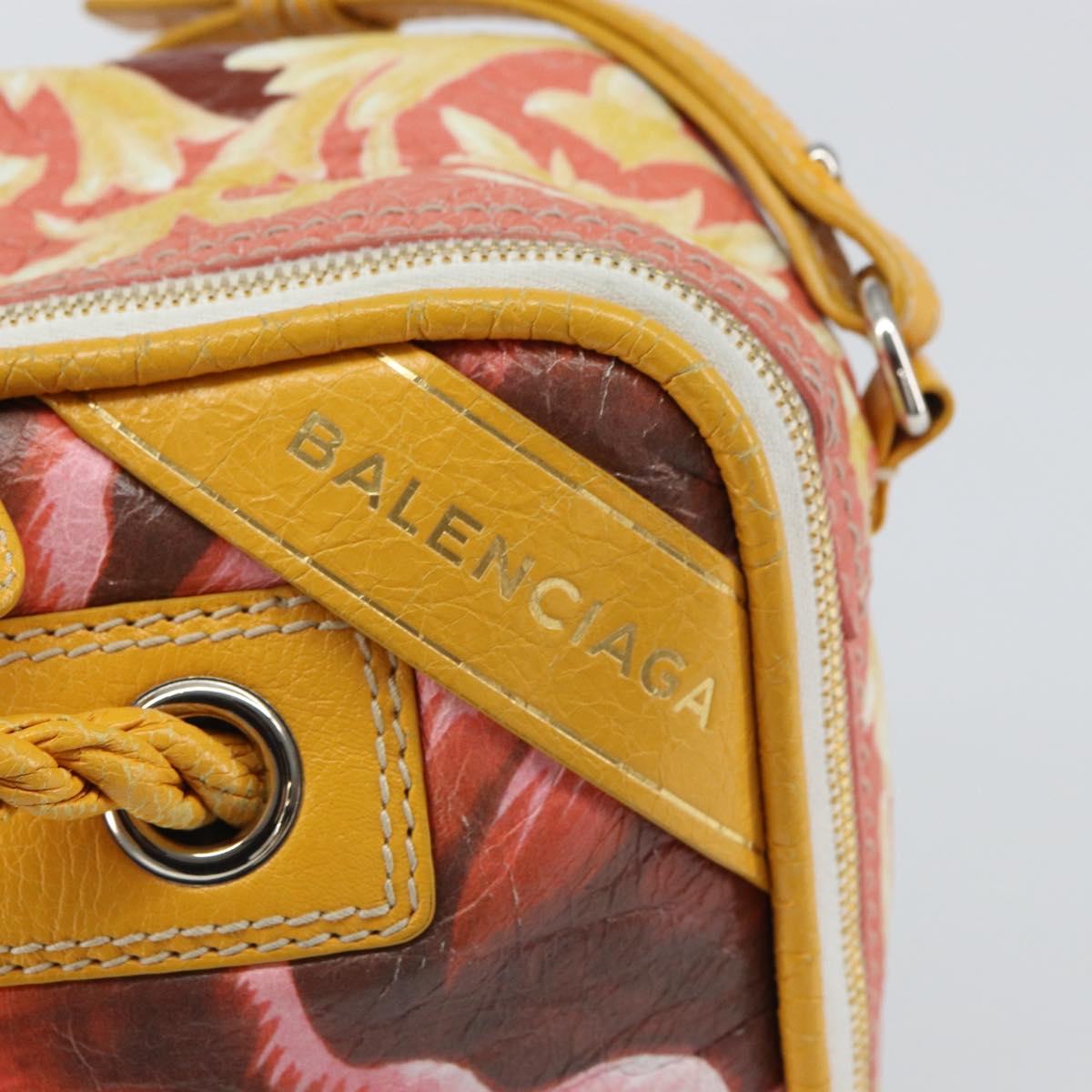 BALENCIAGA Flower Hand Bag Canvas 2way Pink Silver Auth 157542V
