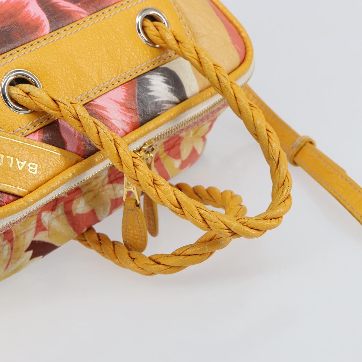 BALENCIAGA Flower Hand Bag Canvas 2way Pink Silver Auth 157542V