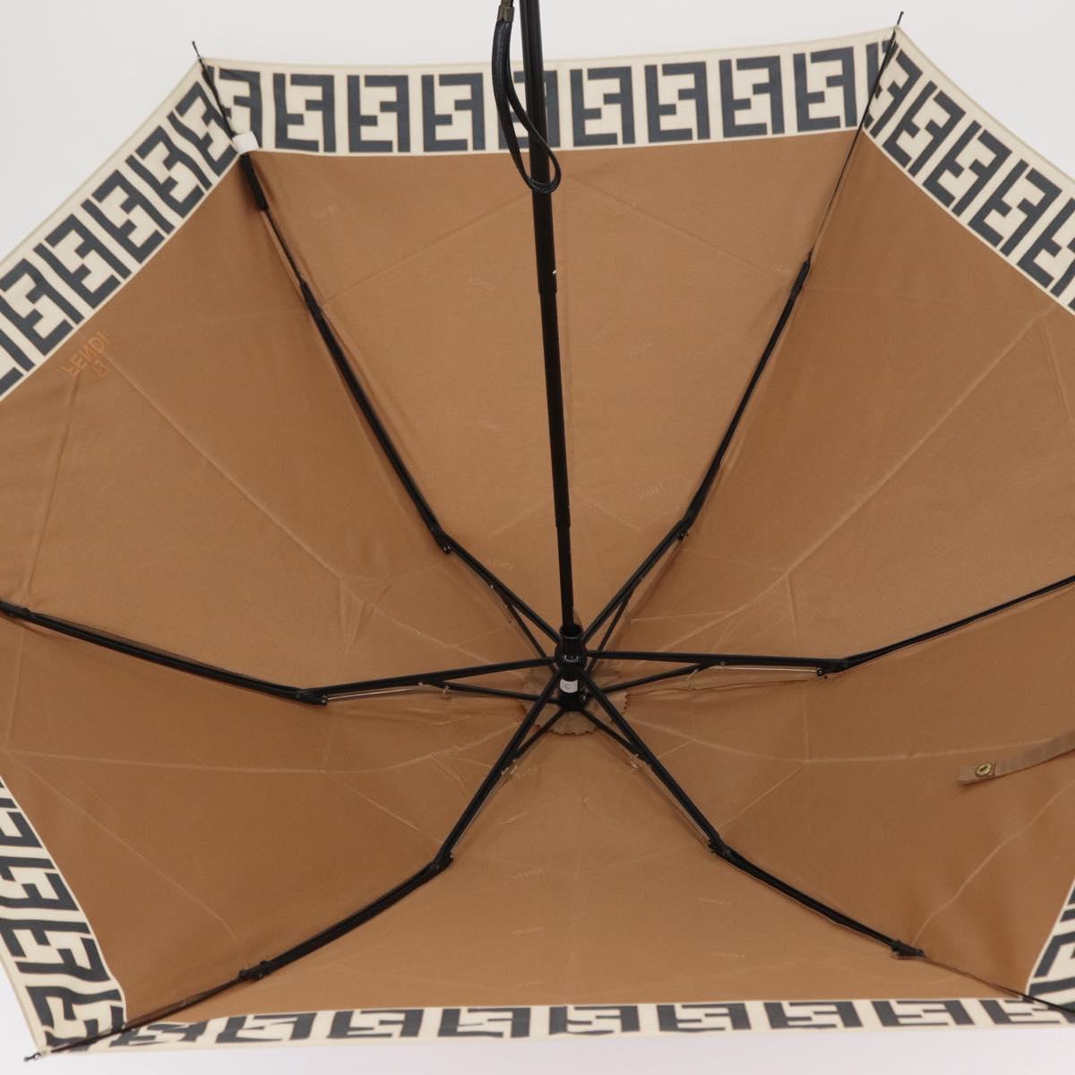 FENDI Zucca Canvas Umbrella Nylon Brown Black Auth 157545V