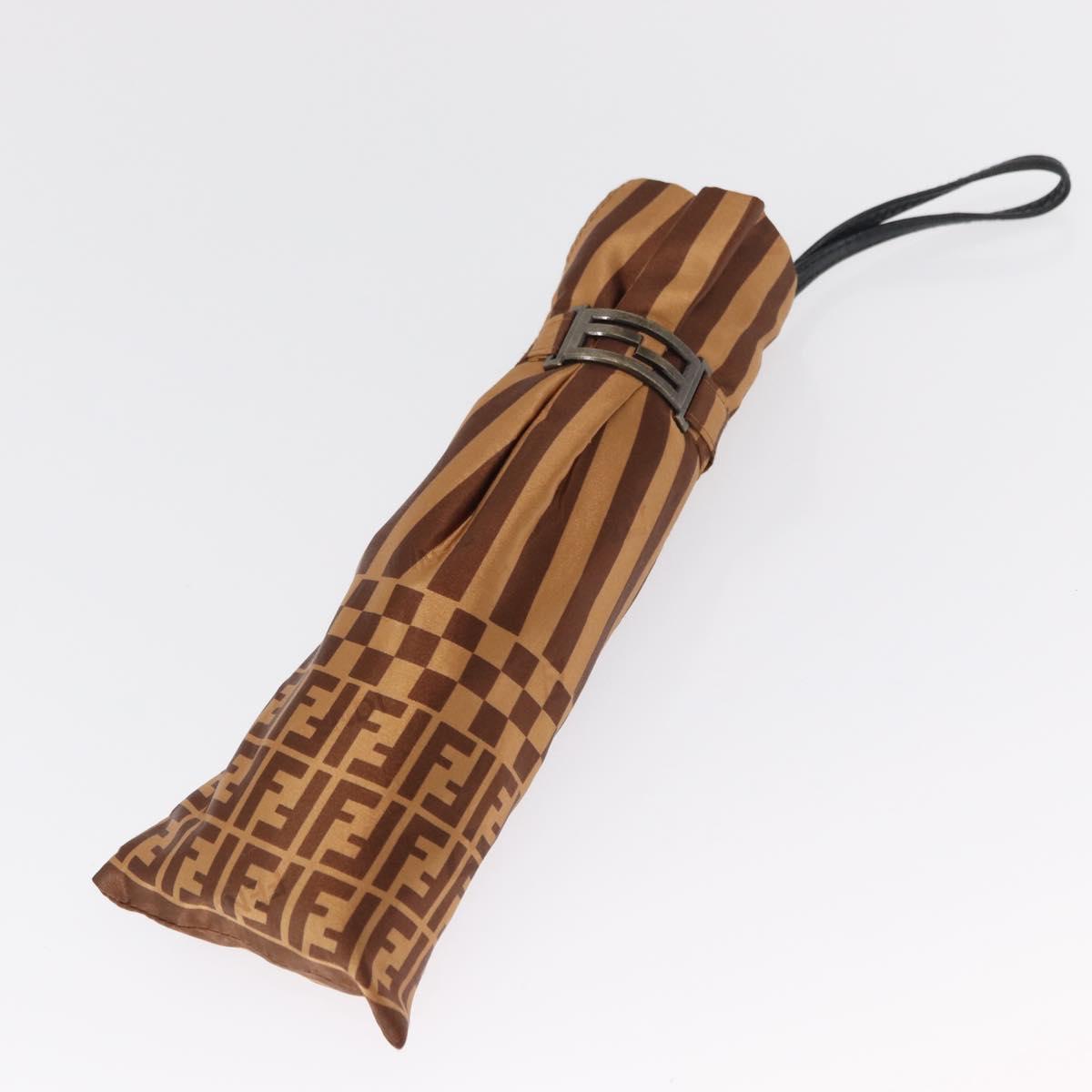 FENDI Zucchino Canvas Umbrella Nylon Brown Auth 157546V