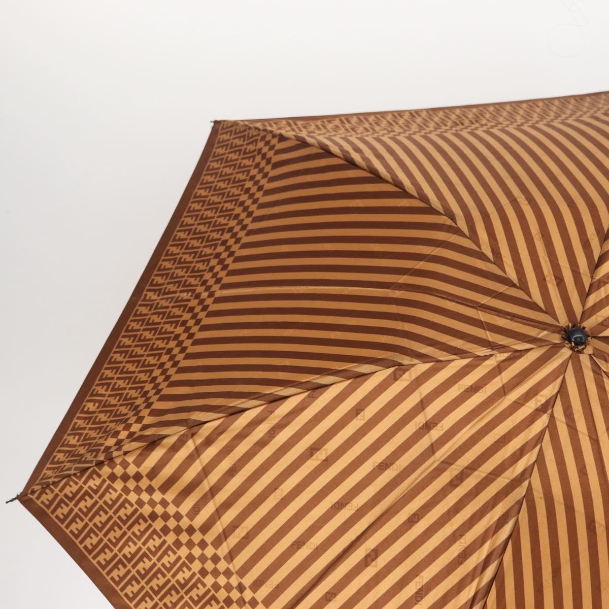 FENDI Zucchino Canvas Umbrella Nylon Brown Auth 157546V