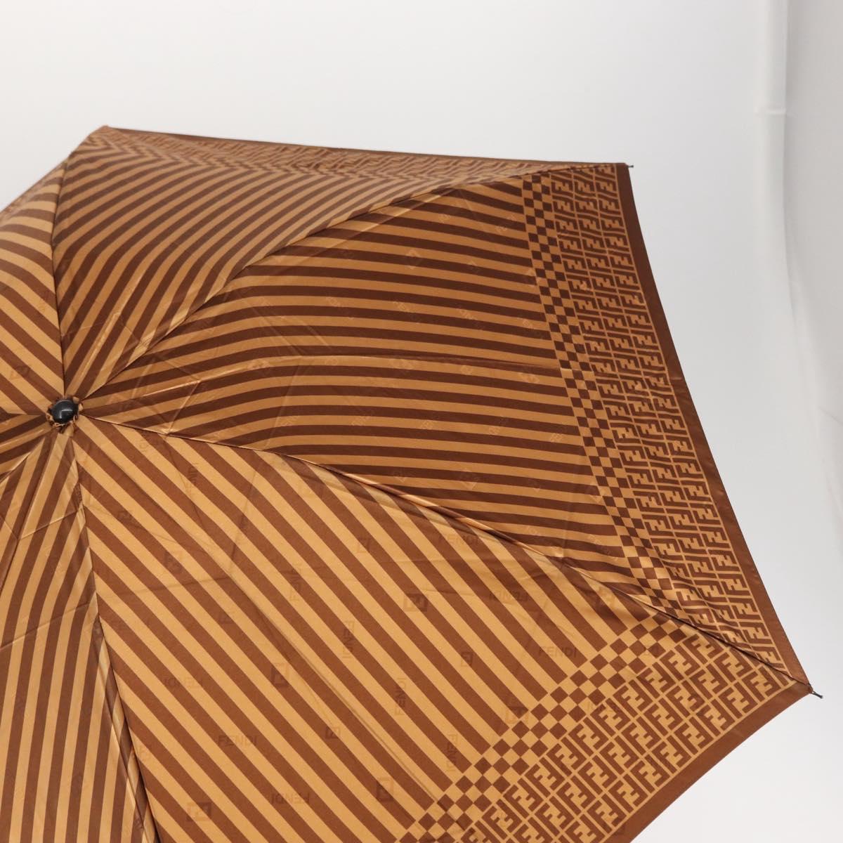 FENDI Zucchino Canvas Umbrella Nylon Brown Auth 157546V