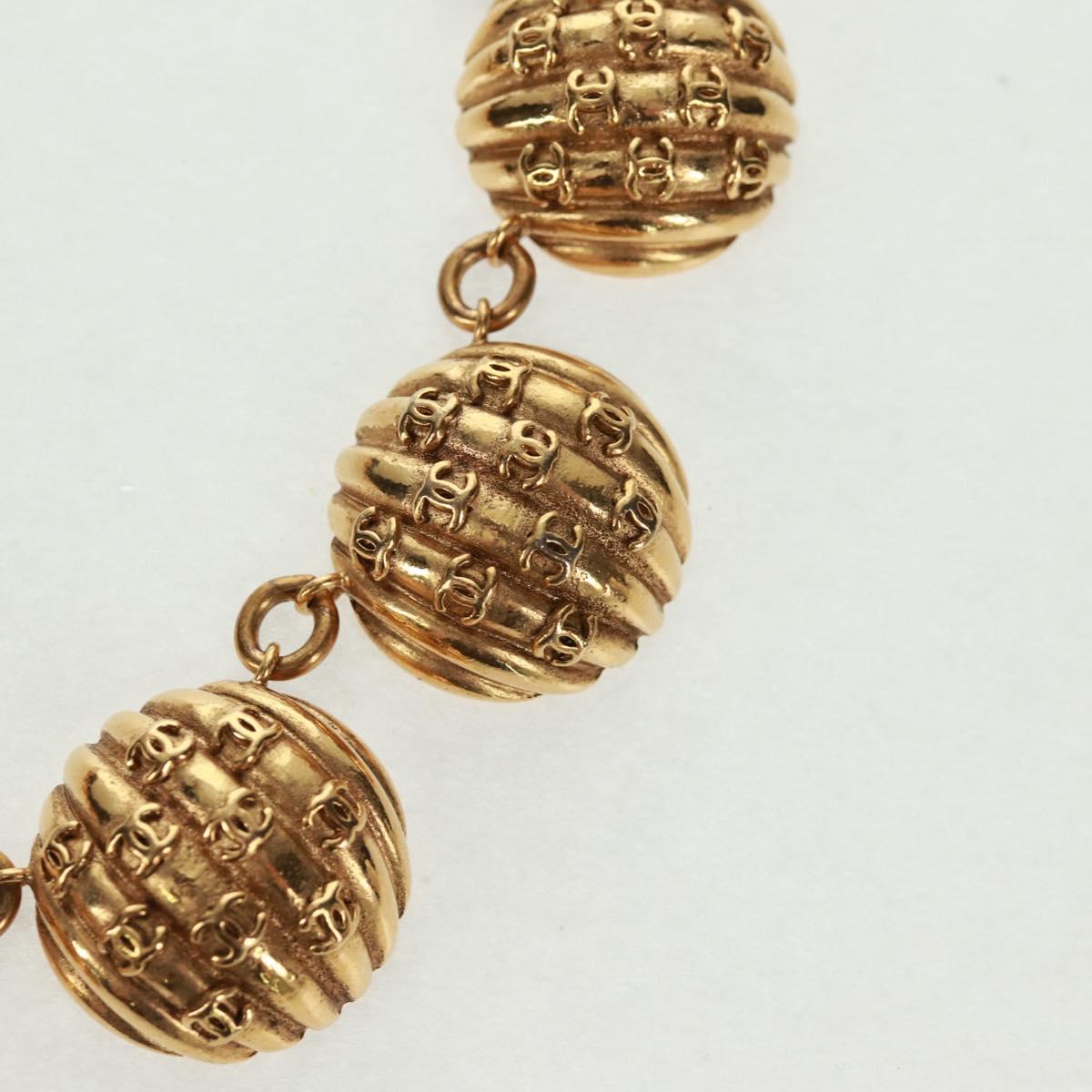CHANEL Necklace metal Gold CC Auth 157548SAV
