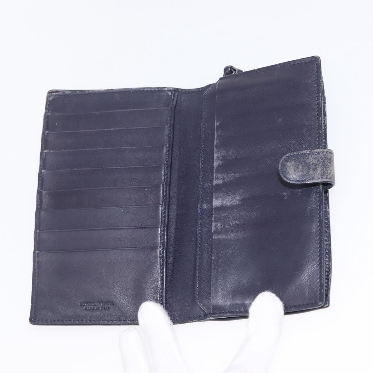 BOTTEGA VENETA INTRECCIATO Long Wallet Leather Black Auth 157551