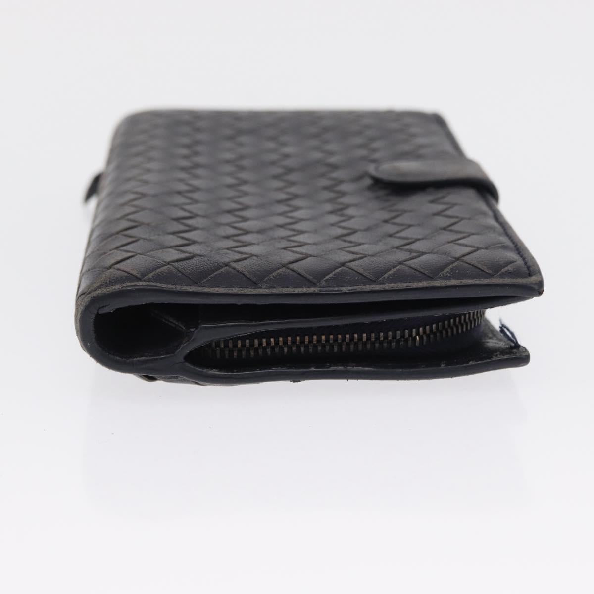 BOTTEGA VENETA INTRECCIATO Long Wallet Leather Black Auth 157551