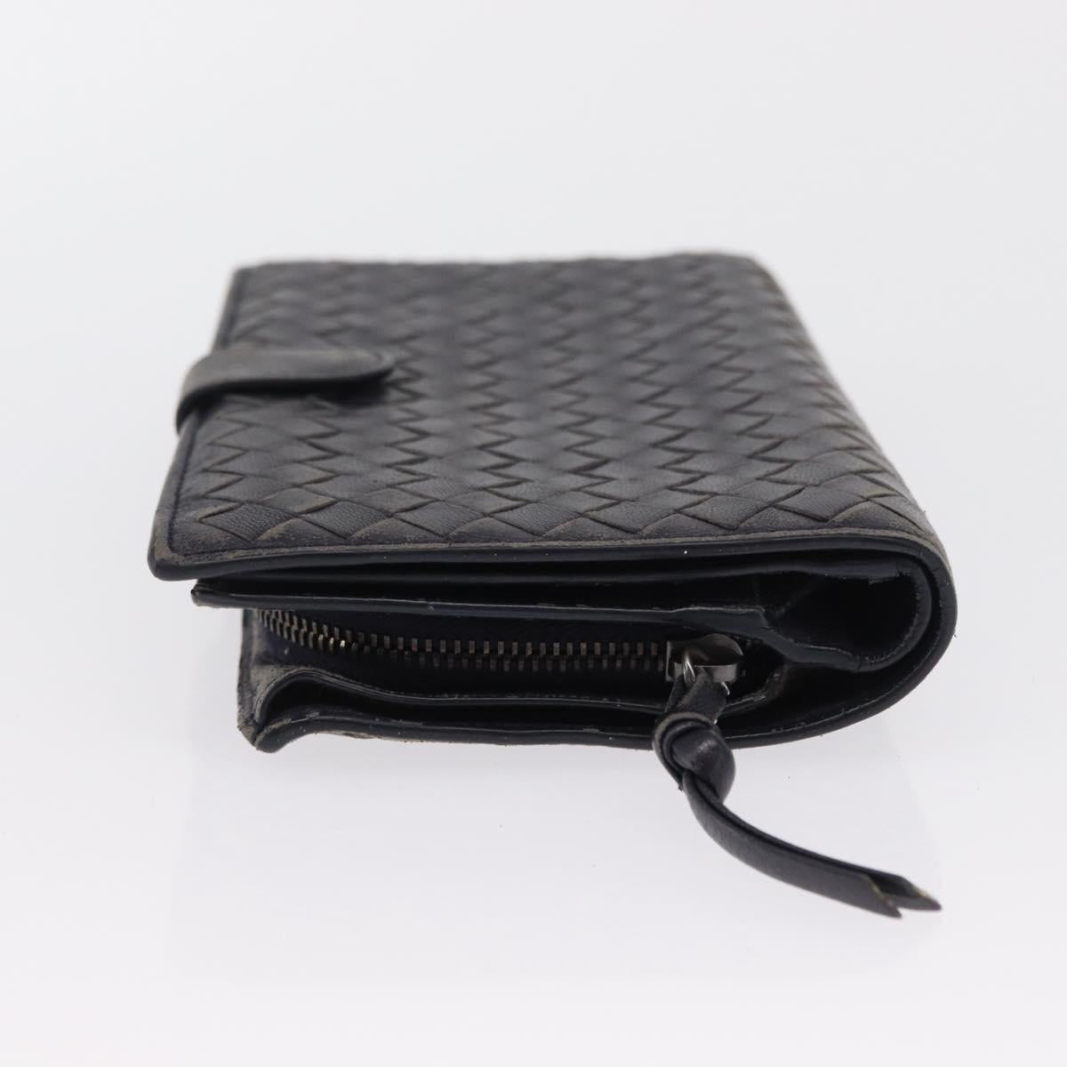 BOTTEGA VENETA INTRECCIATO Long Wallet Leather Black Auth 157551