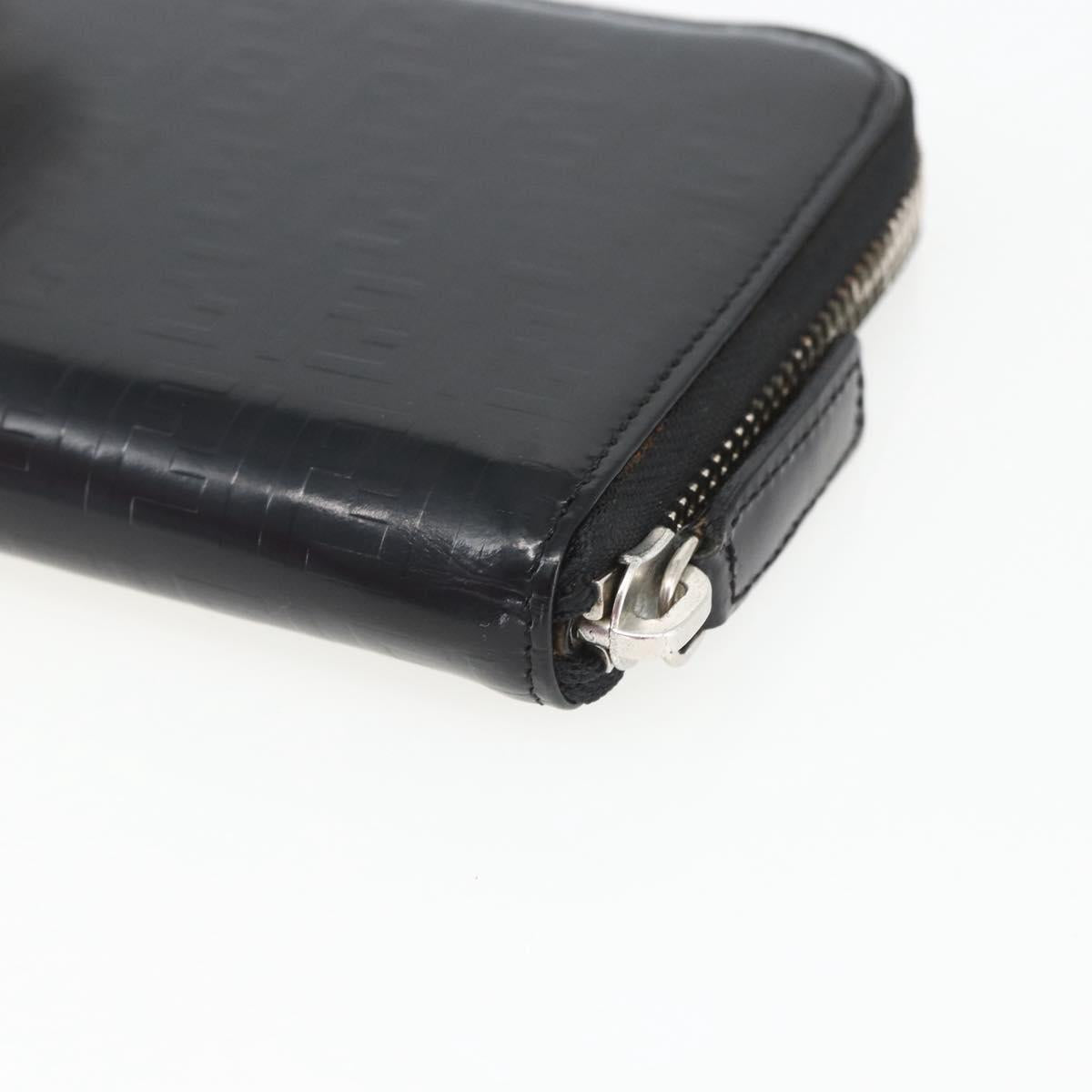 FENDI Wallet Leather Black Silver Auth 157559