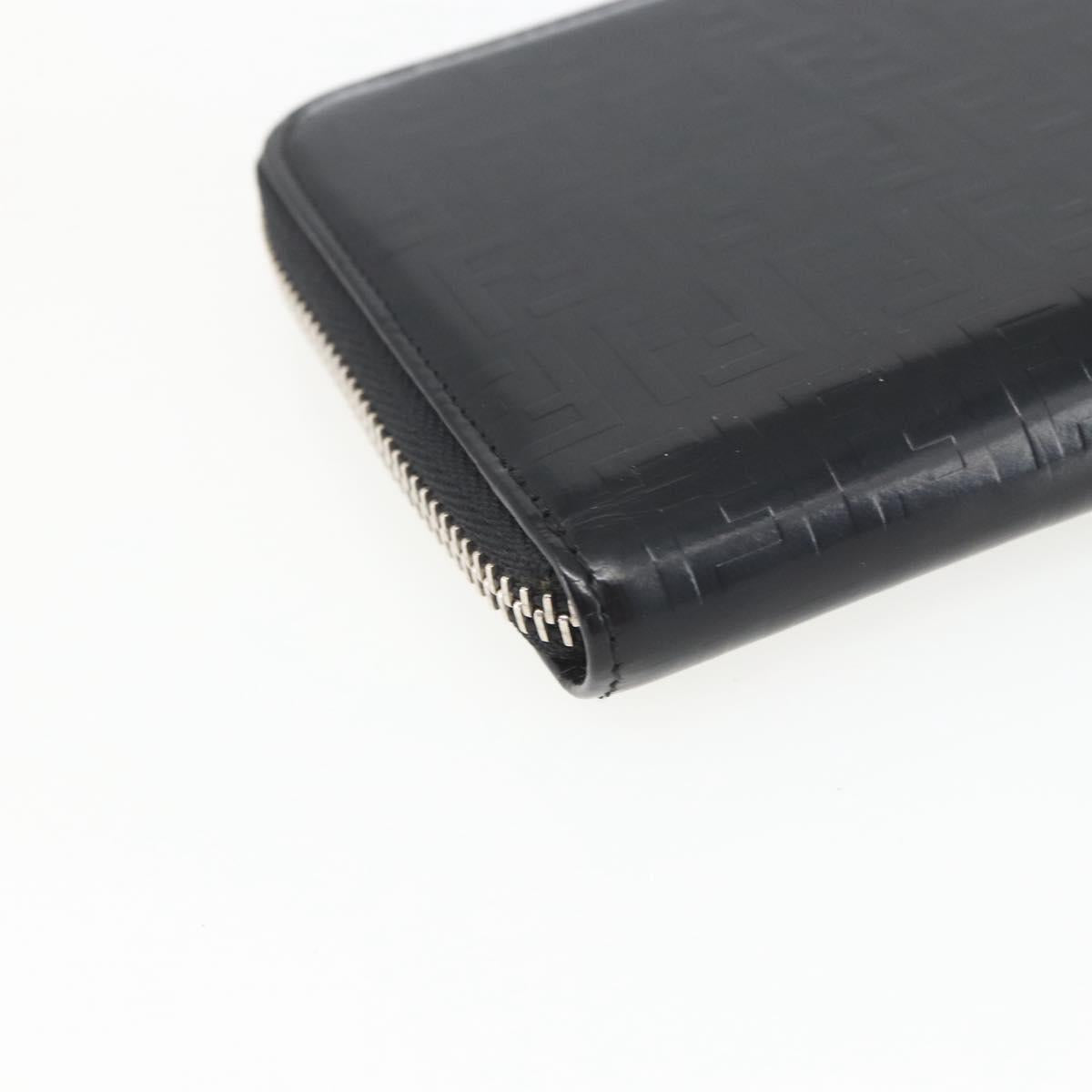 FENDI Wallet Leather Black Silver Auth 157559