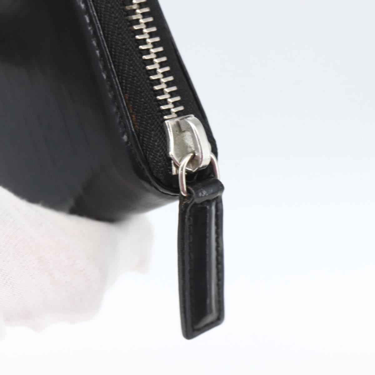 FENDI Wallet Leather Black Silver Auth 157559