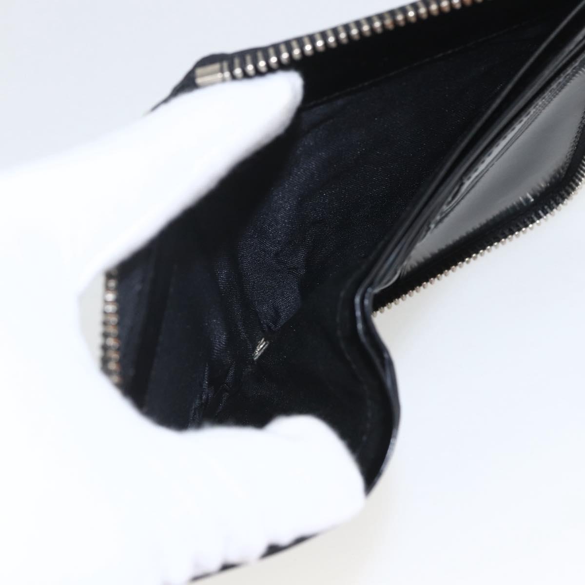 FENDI Wallet Leather Black Silver Auth 157559