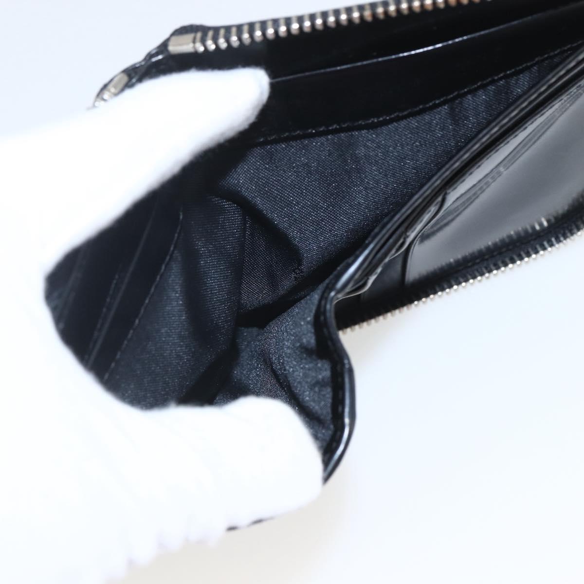 FENDI Wallet Leather Black Silver Auth 157559