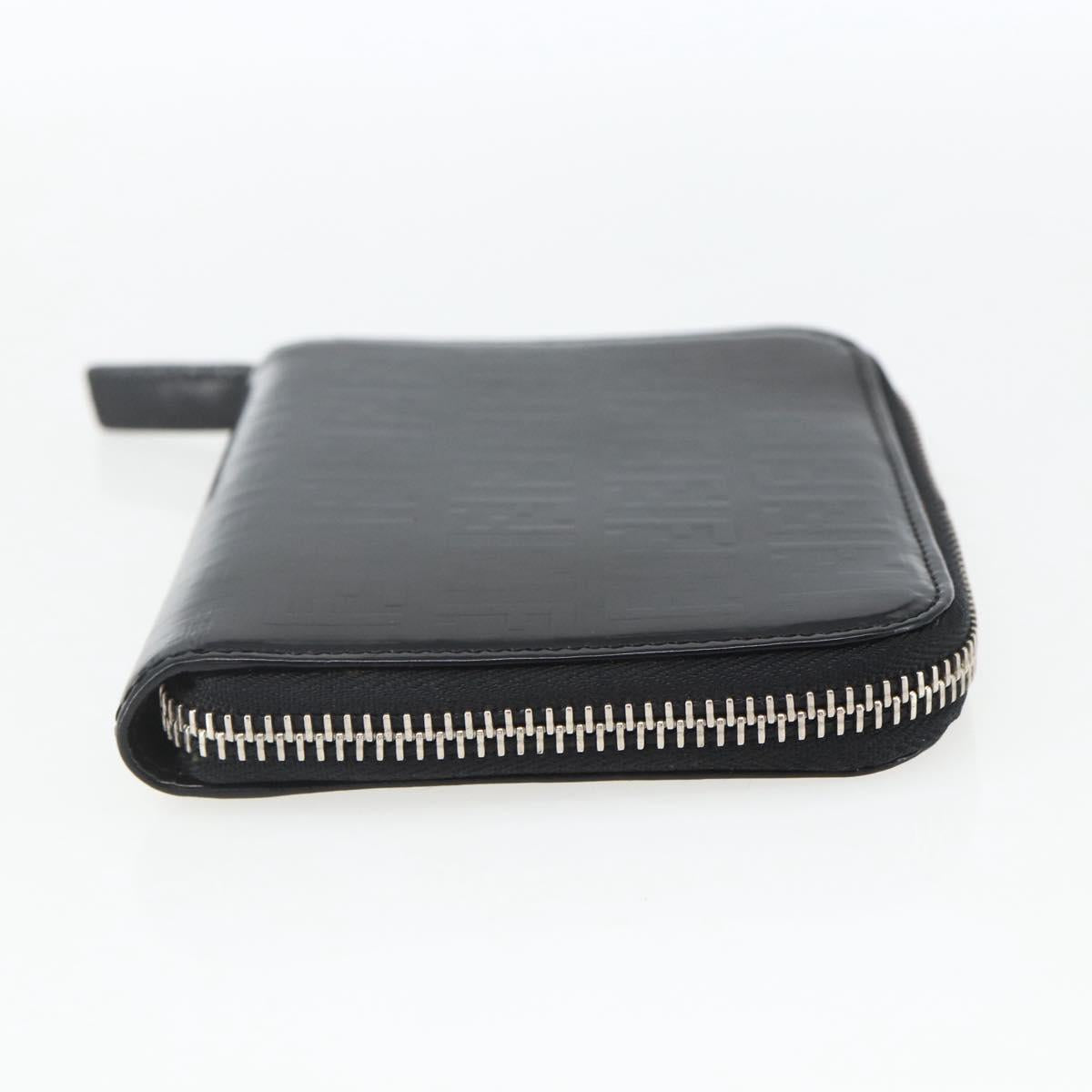 FENDI Wallet Leather Black Silver Auth 157559