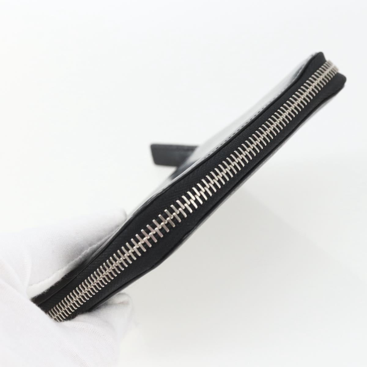 FENDI Wallet Leather Black Silver Auth 157559