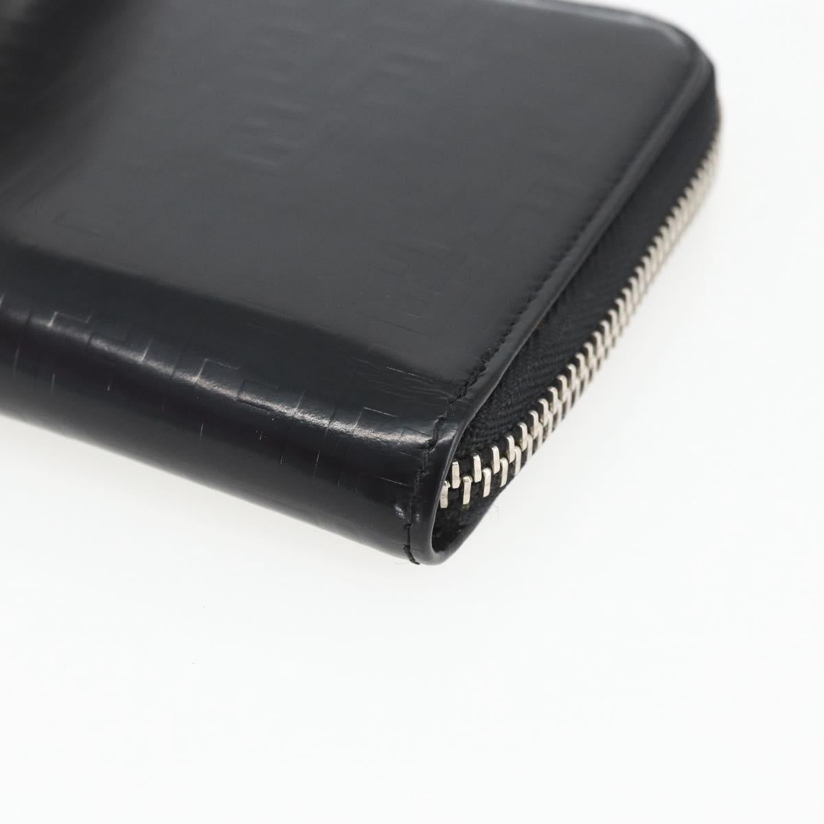 FENDI Wallet Leather Black Silver Auth 157559