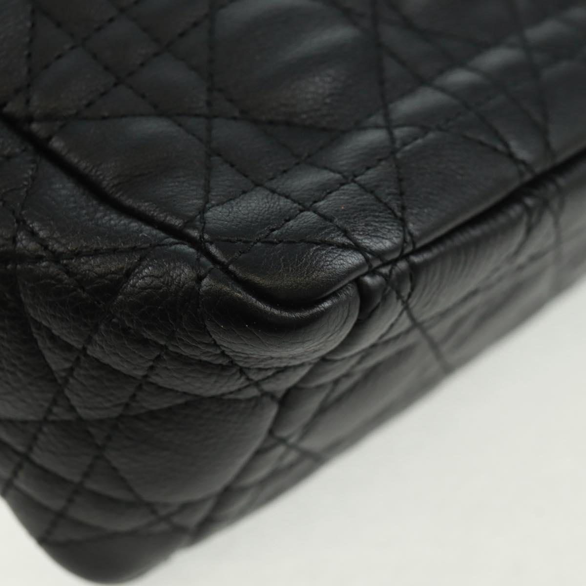 Christian Dior Caro Medium Cannage Bag Calf Skin Black Gold Auth 157570SM