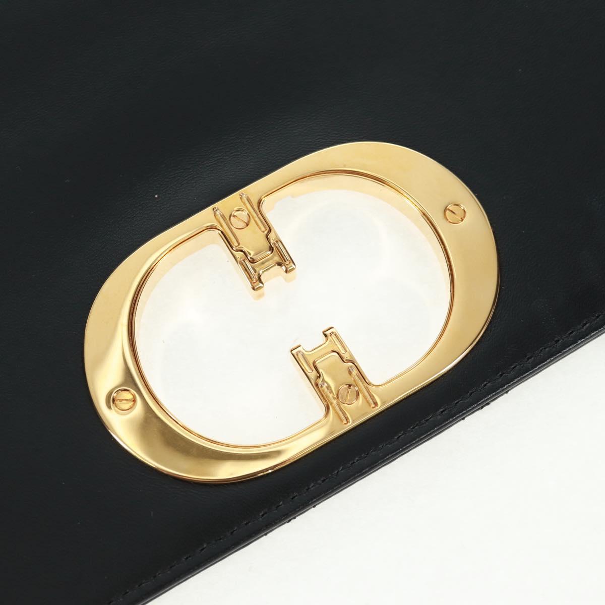 Christian Dior Caro Medium Cannage Bag Calf Skin Black Gold Auth 157570SM