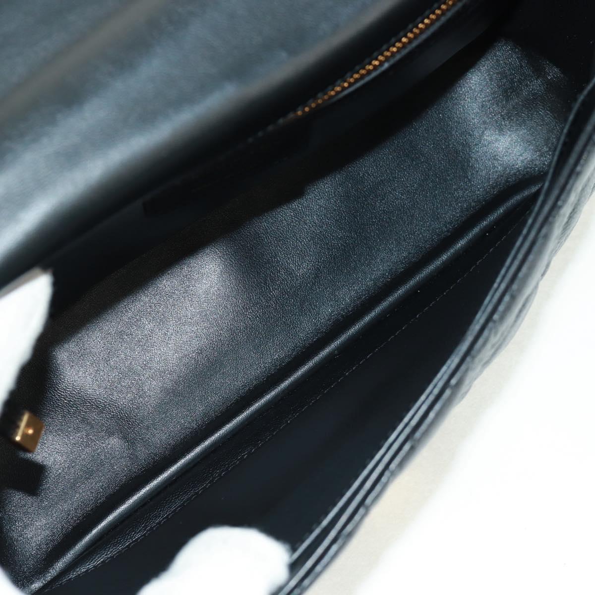Christian Dior Caro Medium Cannage Bag Calf Skin Black Gold Auth 157570SM