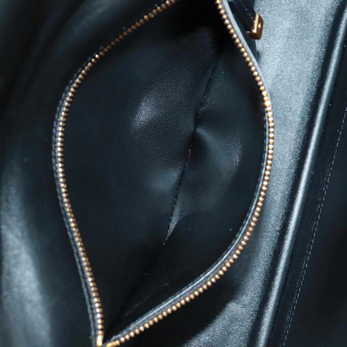 Christian Dior Caro Medium Cannage Bag Calf Skin Black Gold Auth 157570SM