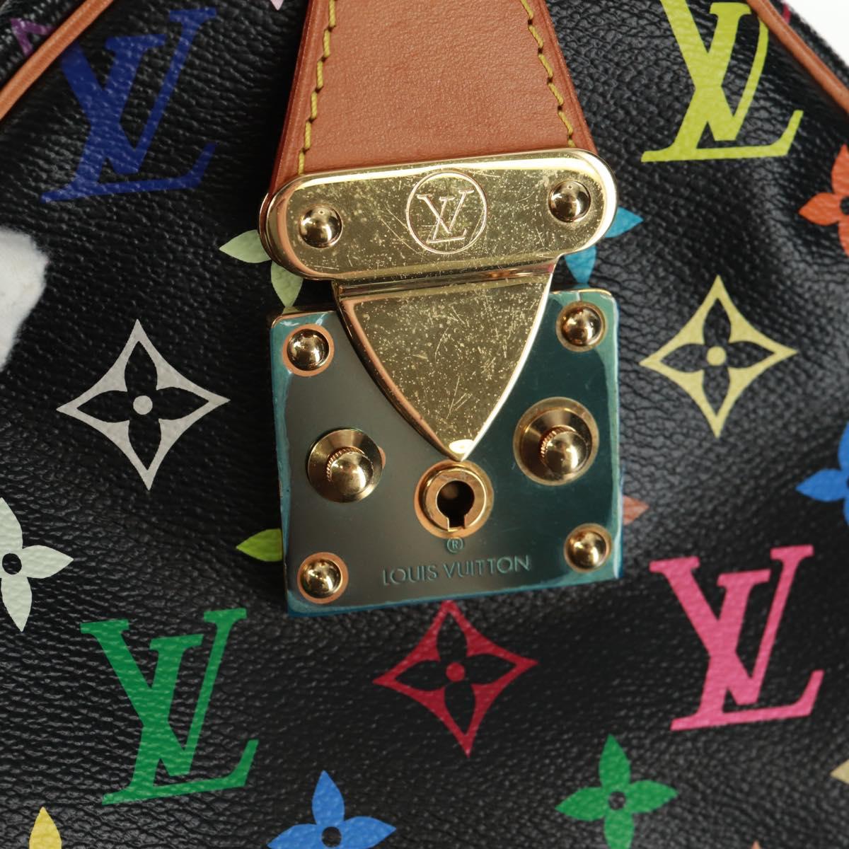 LOUIS VUITTON Monogram Multicolor Speedy 30 Hand Bag Black M92642 Auth 157571SM