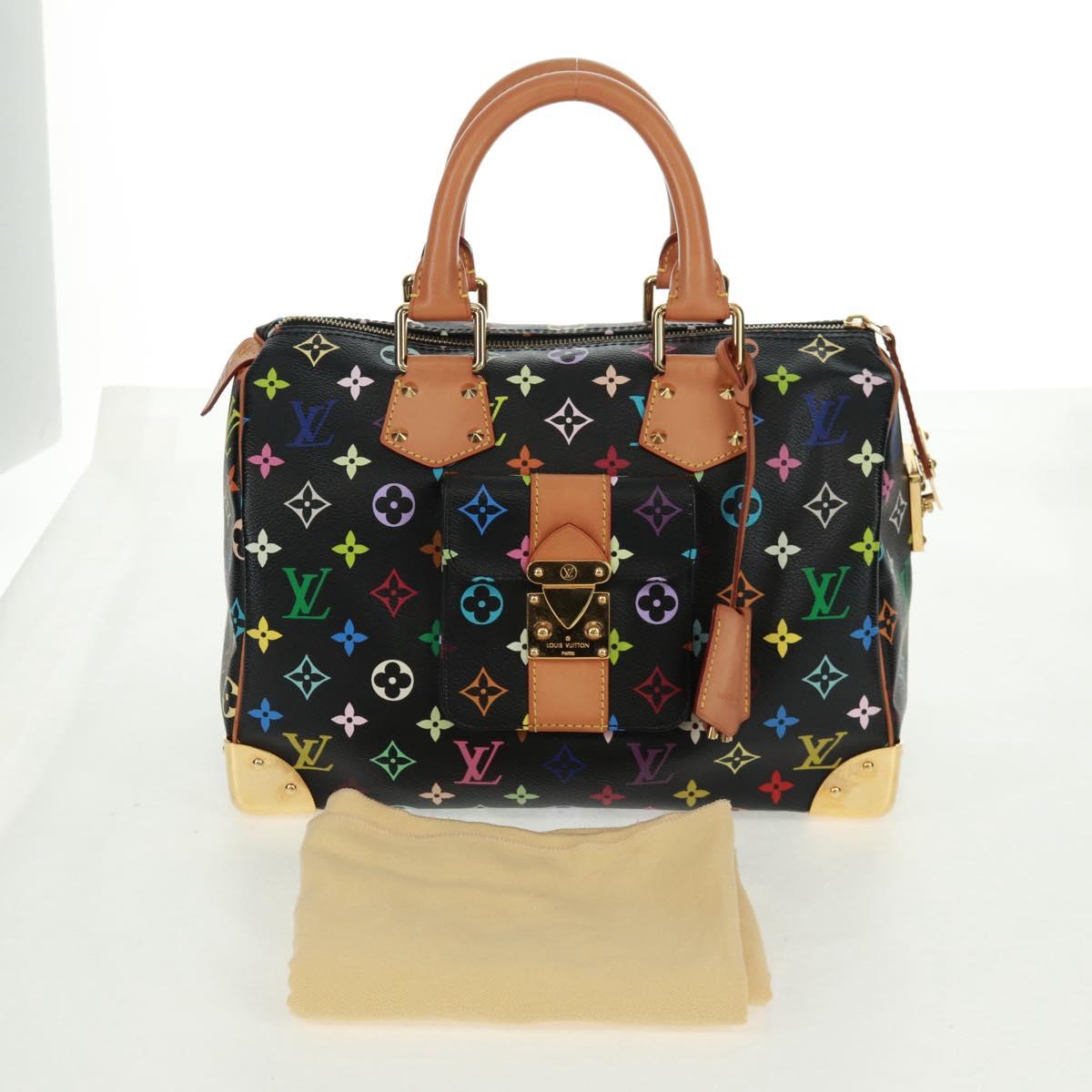 LOUIS VUITTON Monogram Multicolor Speedy 30 Hand Bag Black M92642 Auth 157571SM