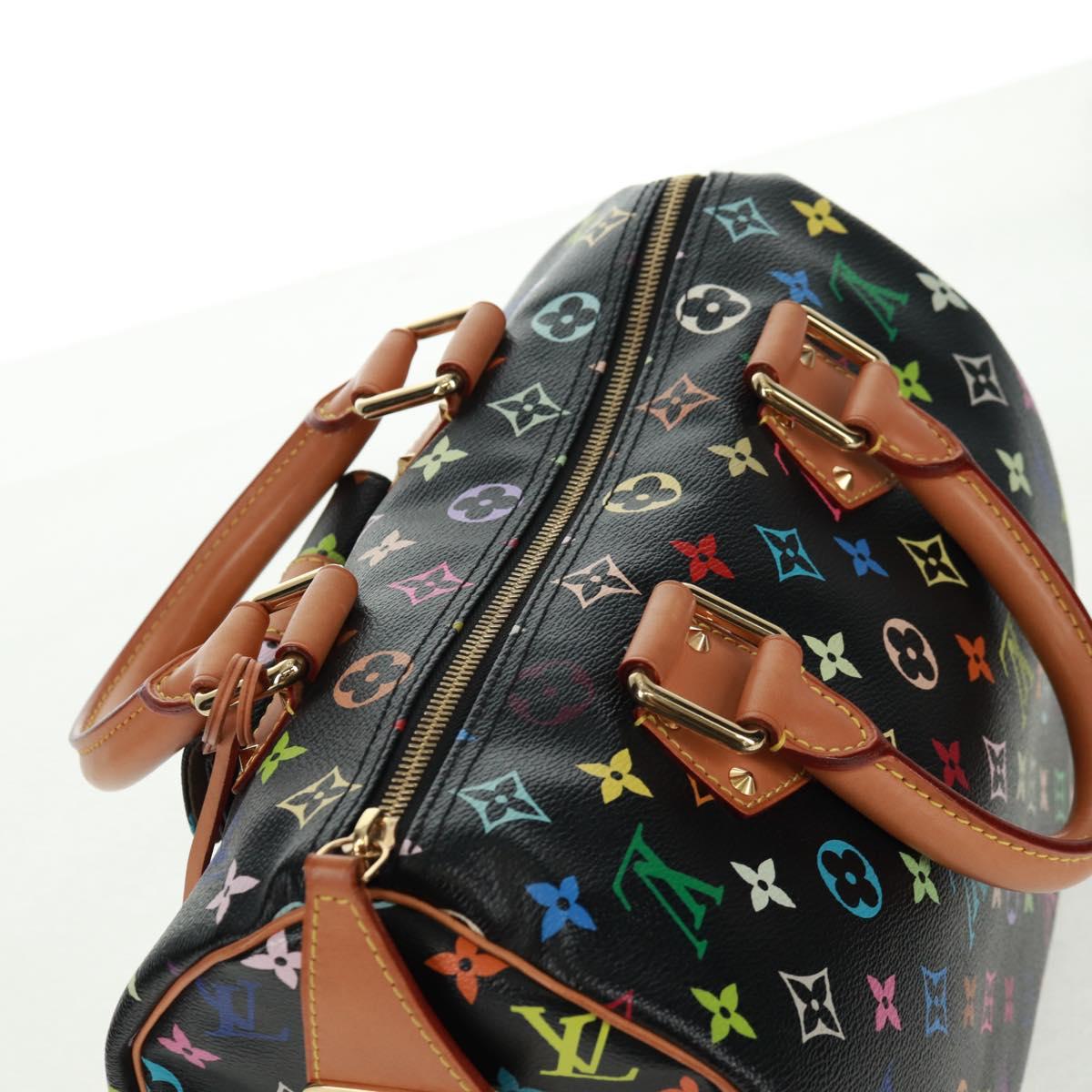 LOUIS VUITTON Monogram Multicolor Speedy 30 Hand Bag Black M92642 Auth 157571SM